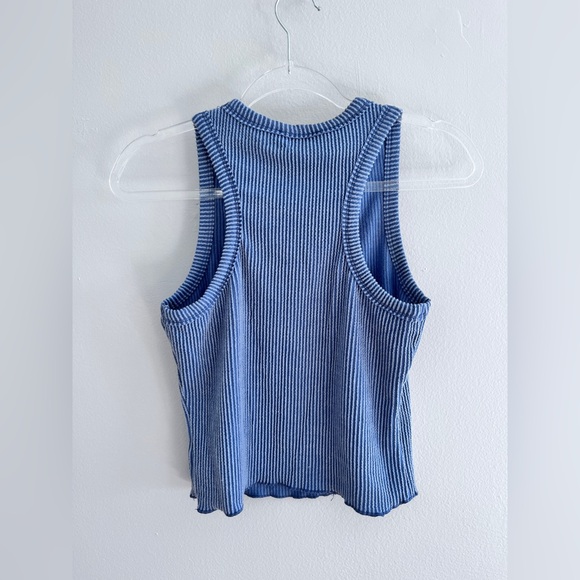 LULUS Essential Update Slate Blue Ribbed Tank Top - Picture 5 of 6